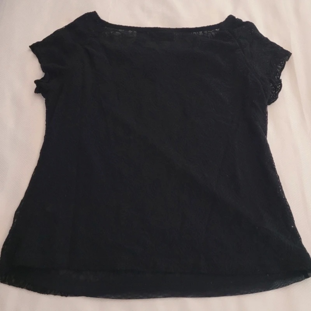 New York & Company Black Lace Short Sleeve Tee - Picture 3 of 4